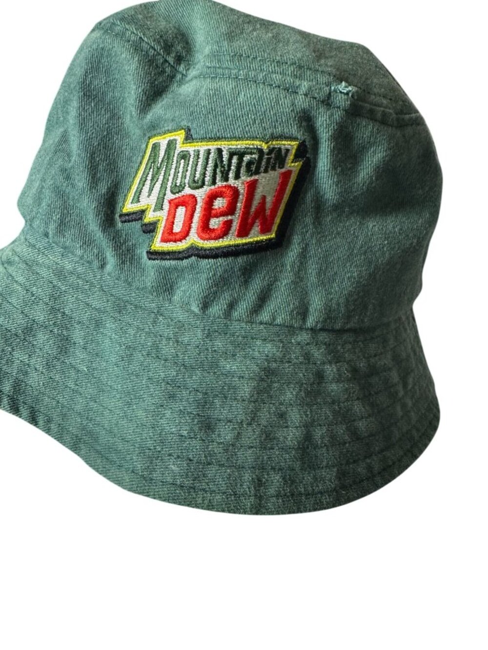 Mountain Dew Green Bucket Hat Embroidered Logo Novelty casual One size